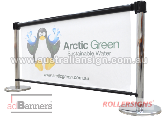 Indoor or outdoor tension barriers with printing advertising signage